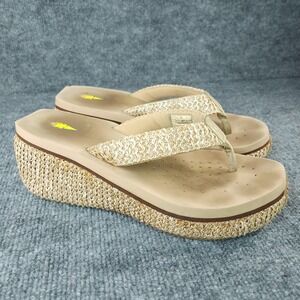 Volatile Wedge Platform Sandals Womens Size 10 Raffia Flip Flop Summer Shoes